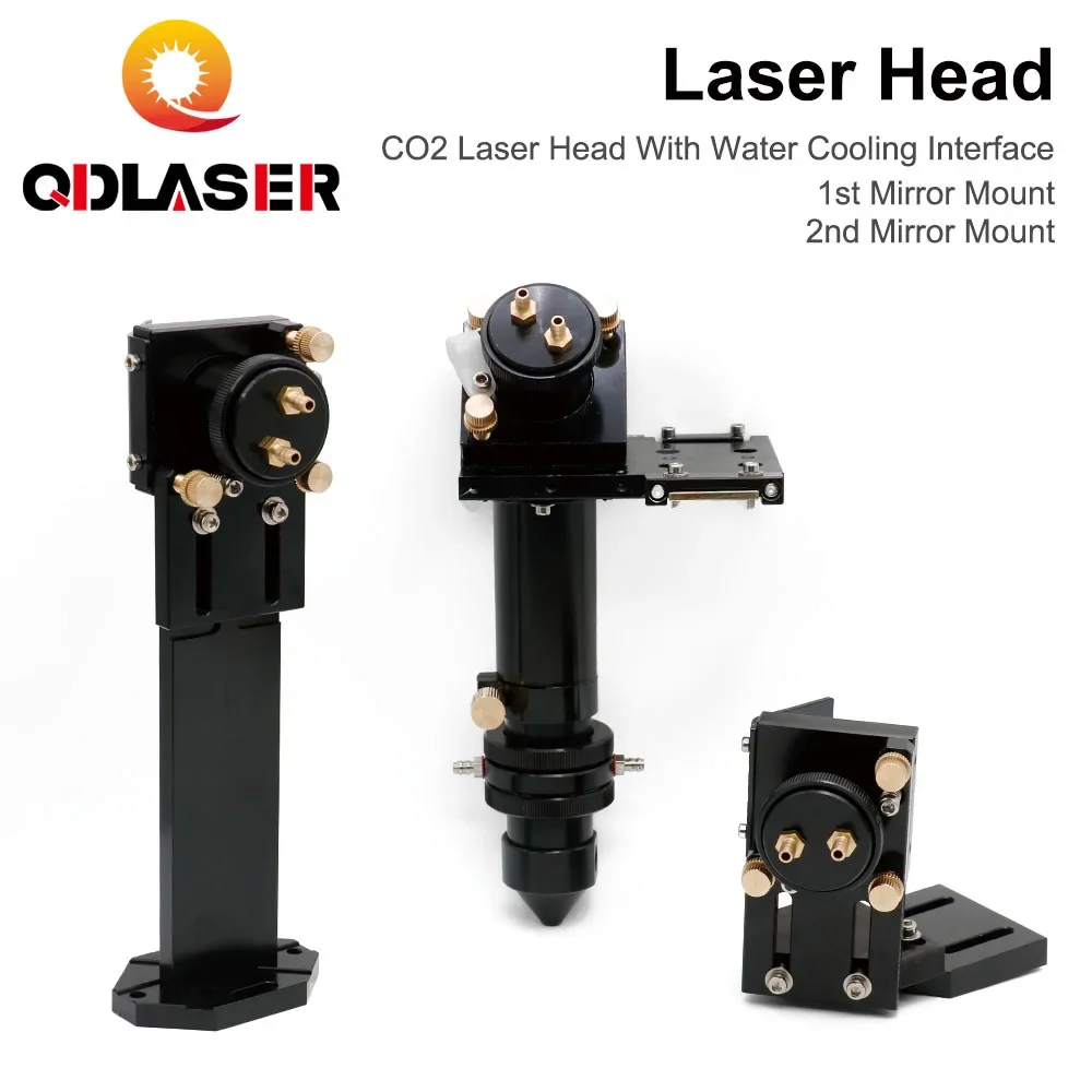 

QDLASER CO2 Laser Head Set 25mm with Water Cooling Interface Mirror Dia. 30/ Lens Dia. 25 FL 63.5&101.6 Integrative Mount Holder