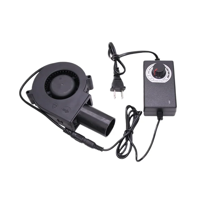 BBQ Fan 9733 DC Power Variable Speed Controller Air Blower Cooler cooling Fan 75mm For Camping Cooking/Barbecue/Firewood/Waste