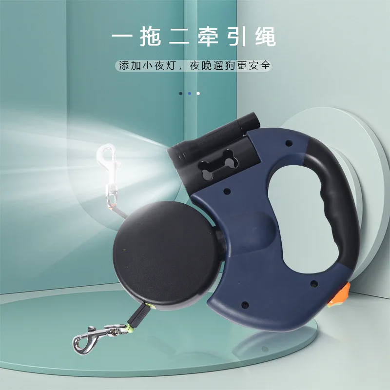 One-to-two Automatic Retractable Traction Rope Double-headed New Dog Chain Double-headed Dog Rope with Light