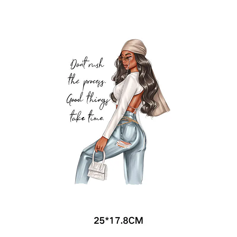 Fashion Girl Heat Transfer Patches For Clothes Aesthetic Girl DIY Thermal Sticker On Clothes Patches Iron On DIY Decoration