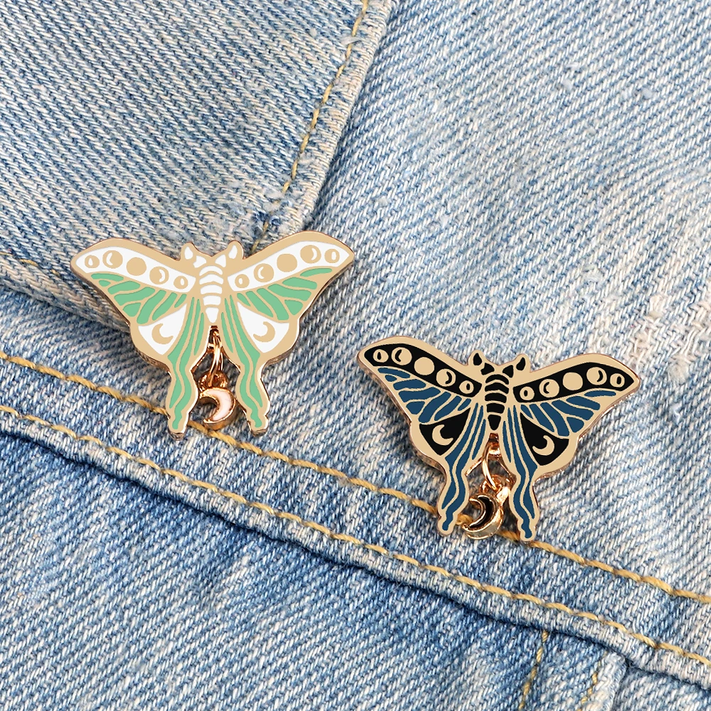 Retro Star Moon Butterfly Enamel Pins Insect Custom Brooches Shirt Lapel Backpack Badge Accessories Jewelry Gifts For Kids Women