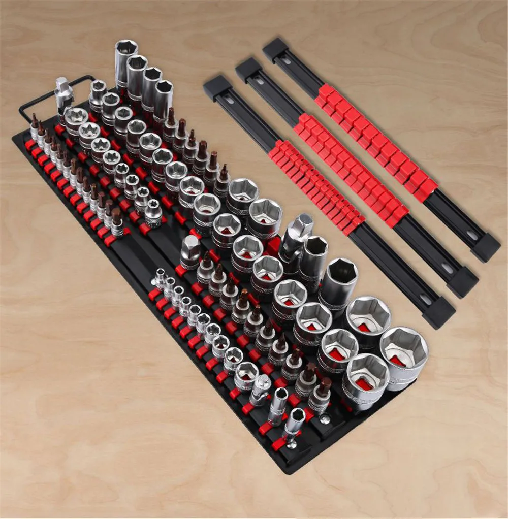 Imagem -06 - Universal Soquete Chave Titulares Socket Organizer Rail Bracket Wall Tool Storage Rack Rail 80 Pcs