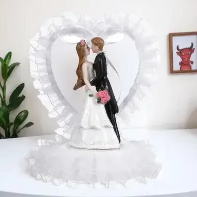 

Wedding Bride Heart Gauze Resin Supplies nament For Wedding nament Cake Decors Cake Adornment Supplies