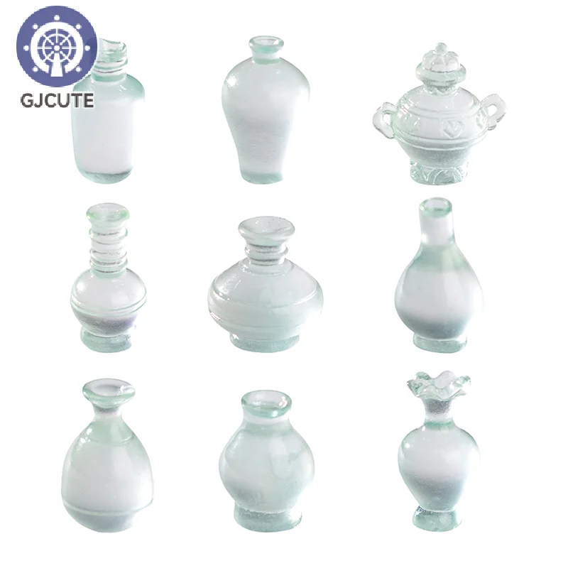 Dollhouse Ice Transparent Antique Bottle Porcelain Ornaments Dolls House Micro Landscape Decoration DIY Accessories