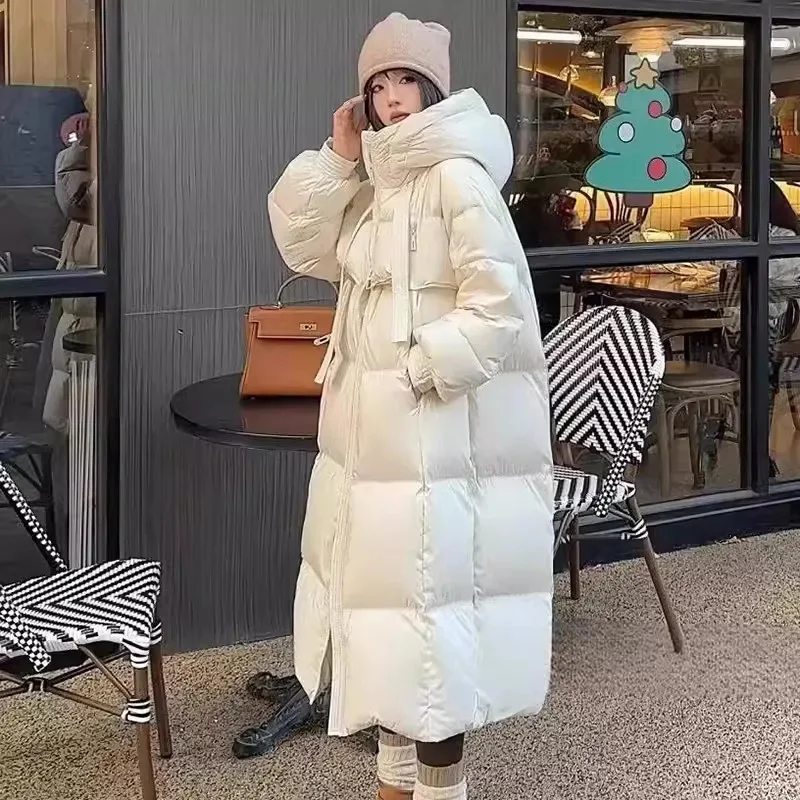 2024New Baumwolle Gefütterte Jacke Weiblichen Koreanischen Große Größe Hohe Qualität Mit Kapuze Unten Mantel Frauen Parkas Lange Oberbekleidung Mode