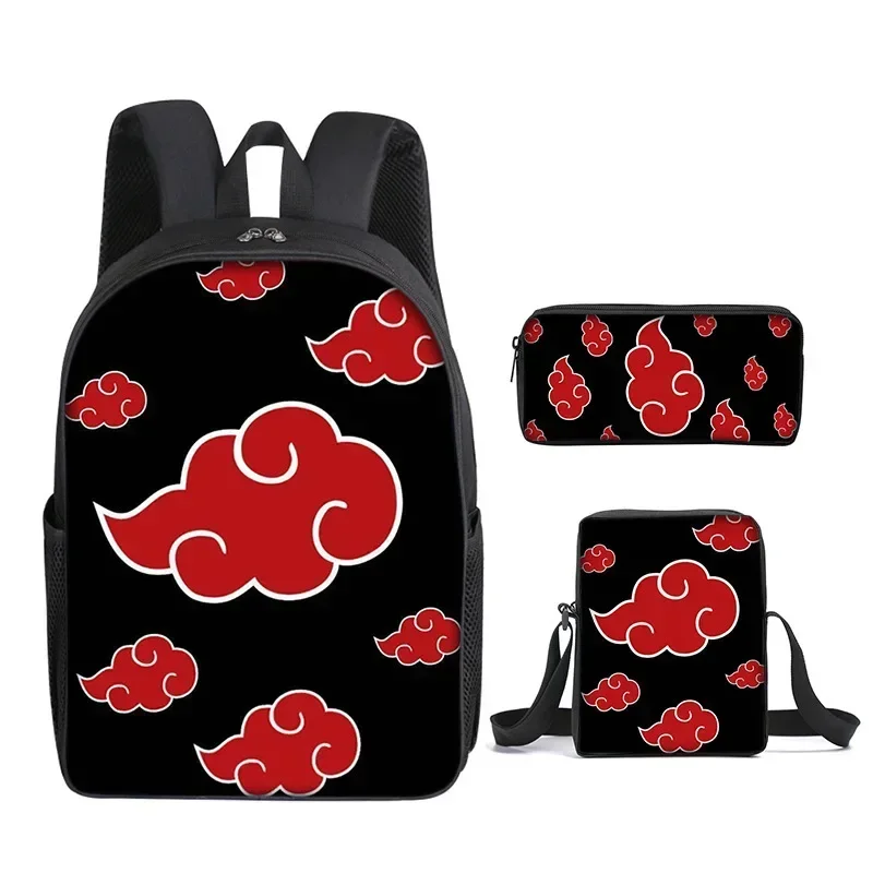 Naruto Backpack Akatsuki Anime Cartoon Shoulder Bags with Pencil Case Casual Canvas Travel Bag Primary Schoolbag Mochila Gift