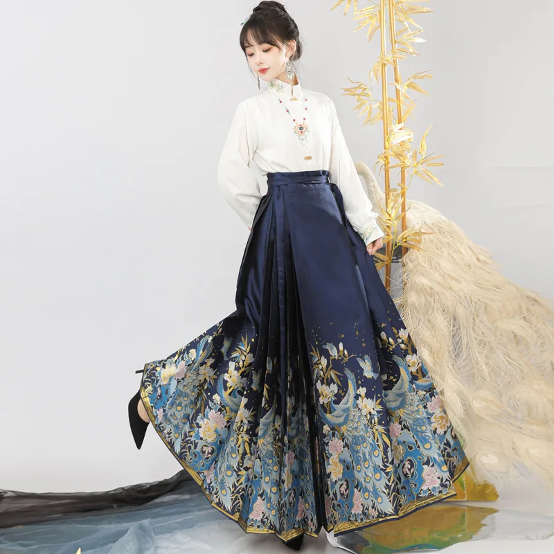

Shanghelfang Jin Yu Ming Dynasty Style Embroidered Floral Gilt Brocade Horsehair Skirt Hanfu Women's 2026 New Spring Summer