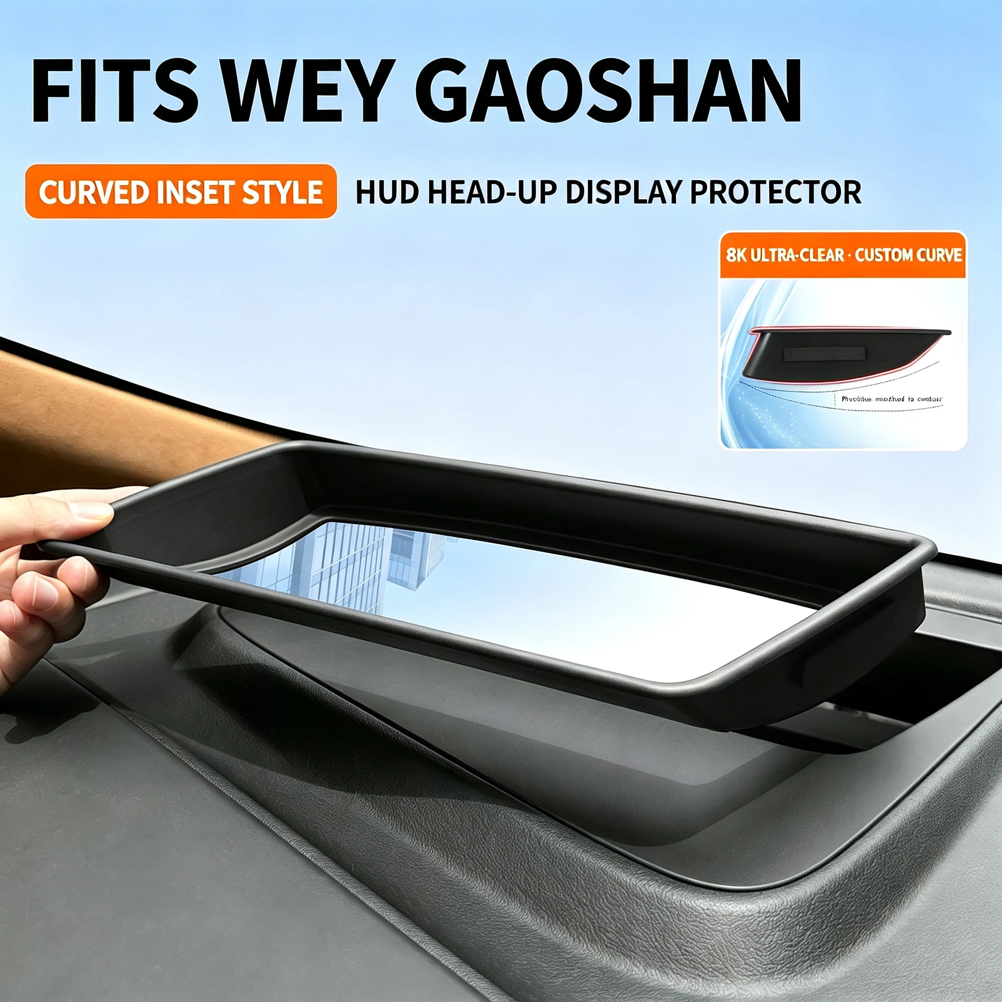 For WEY Gaoshan 2025-2026 Left Hand Drive Curved Inset HUD Display Cover 1:1 Molded No Mirroring Car Trim
