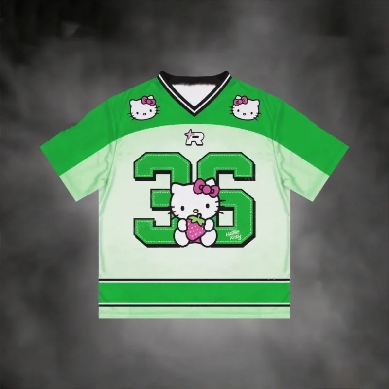 

2025 Hello Kitty футболка с короткими рукавами и 3D принтом, быстросохнущая дышащая повседневная модная спортивная рубашка больших размеров с короткими рукавами