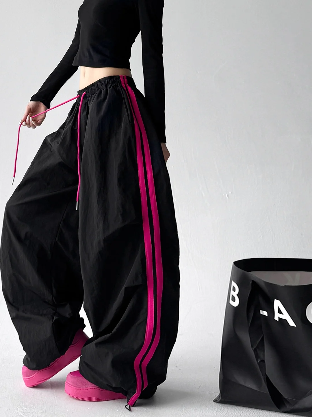 

TROLL2025 Women's Fce Lined Thiened Wide Leg Pants Qui Dry Sport Trousers Asymmetric High Waist Long Straight Cut