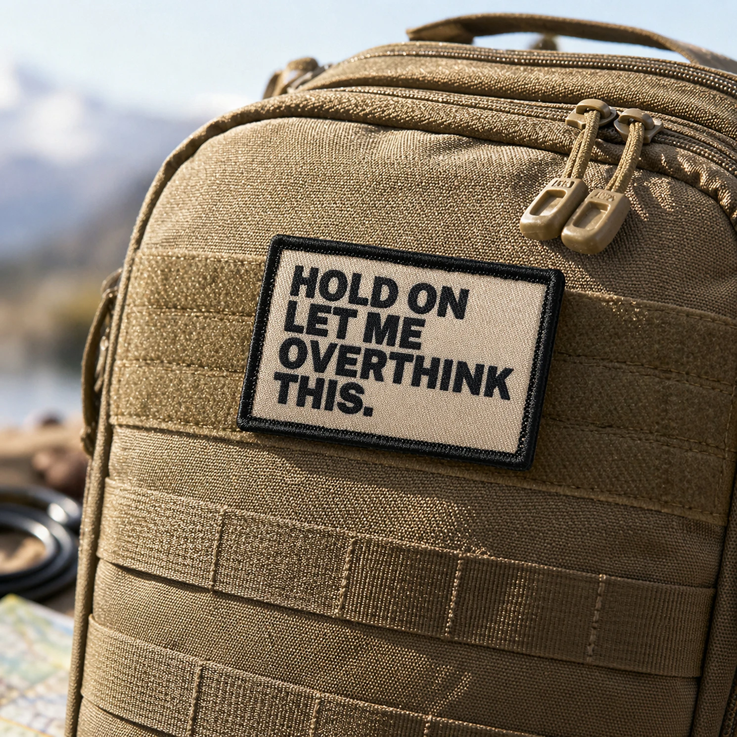Hold On Let Me Overthink This - Humorous Embroidered Patch with Hook & Loop Backing for Bags & Clothing, Durable Fabric
