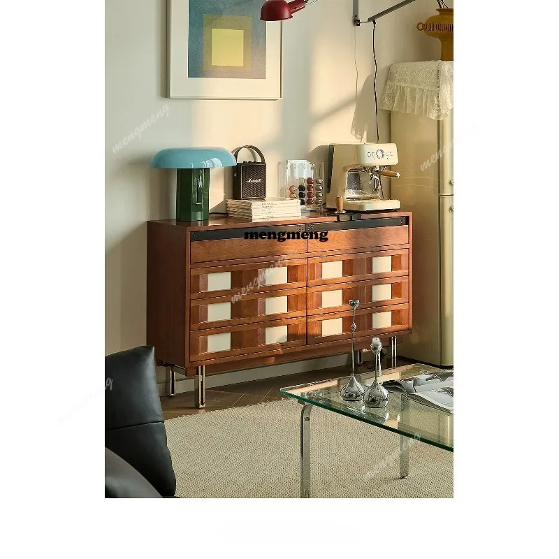 

Side cabinet integrated storage against the wall Cherry wood porch cabinet Living room solid wood storage Short cabinet