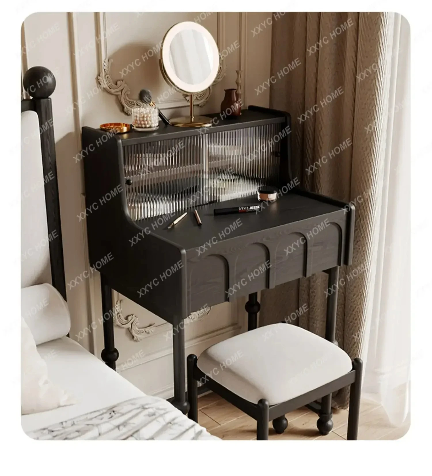 Y1 Dresser Small French Cream Style Ultra Narrow Solid Wood Makeup Table Bedroom Modern Simple Mini Dresser