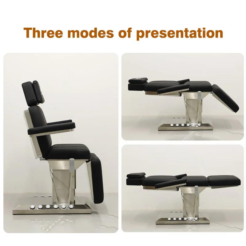 เตียงนวดหน้าไฟฟ้าระดับมืออาชีพ สแตนเลสหรูหรา 3 มอเตอร์ สำหรับสปาและร้านเสริมสวย