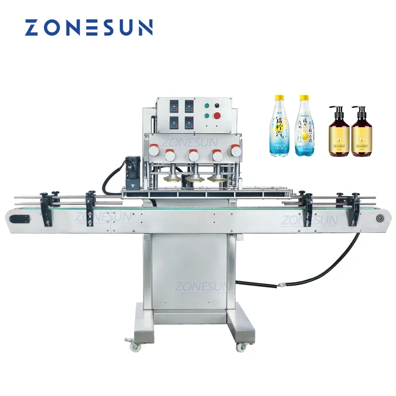 ZONESUN ZS-XG440B Fliptop Spray Twist Off Pneumatic Plastic Glass Bottle Vial Screw Capping Machine For Jars Pet Bottles