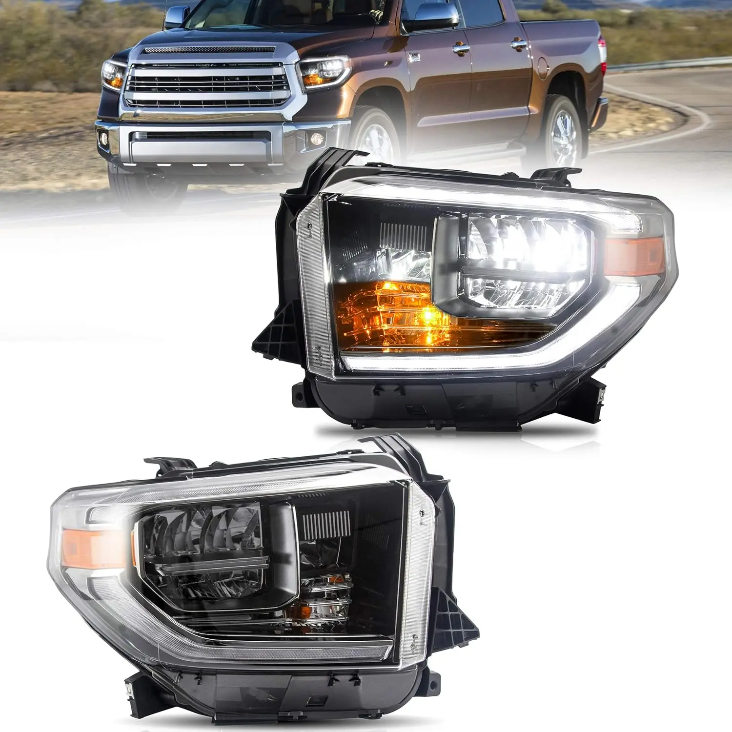 VLAND LED Headlight Assembly Fit for 2014-2021 Tundra 2nd Gen(XK50), Chrome