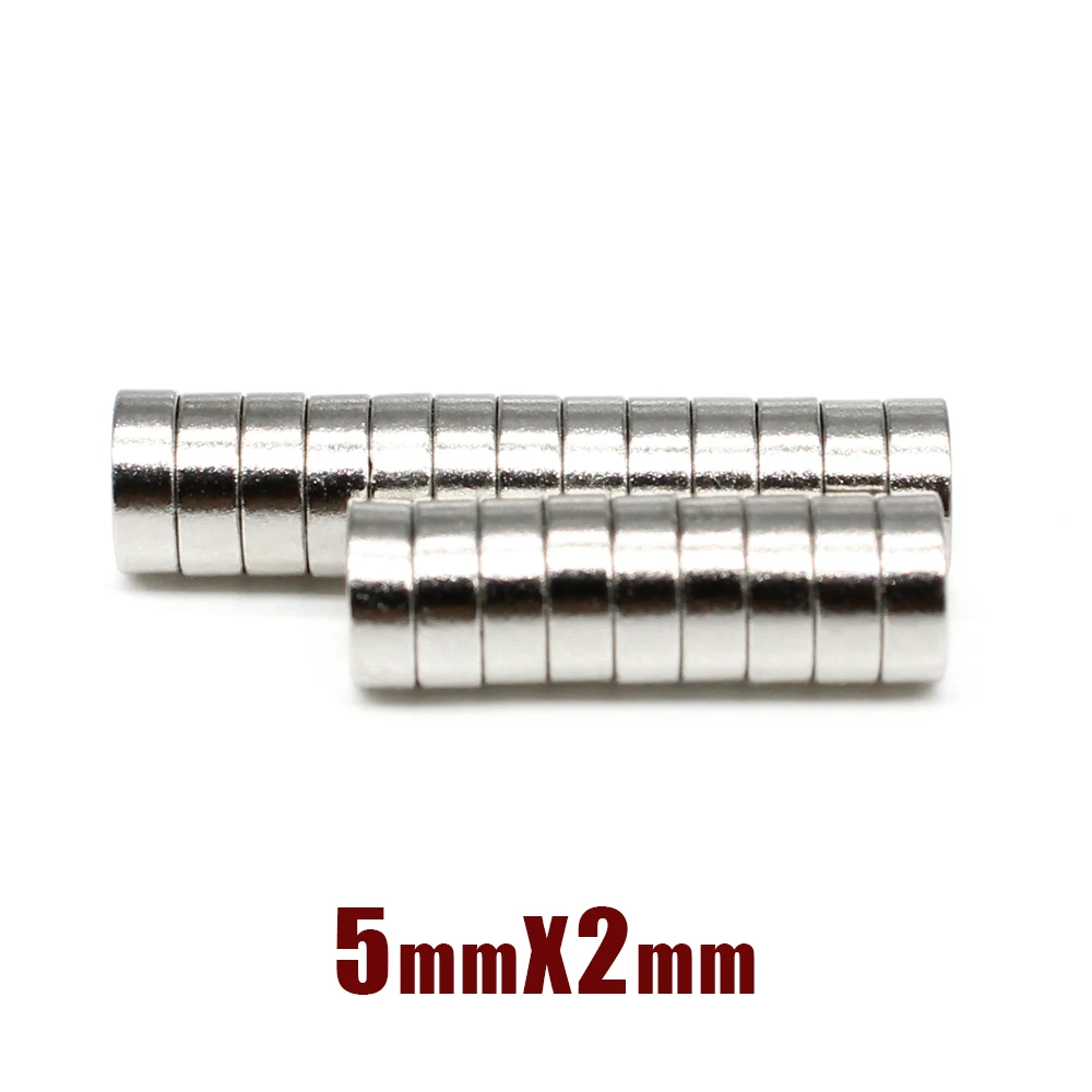 50/100/200/500/1000/1500PCS 5x2 Rare Earth Strong Magnets 5x2mm Small Round Magnets Disc 5mmx2mm Permanent Neodymium Magnets 5*2