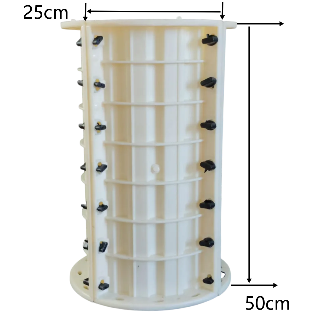 ABS Plastic Roman Column Extension Mold 50cm Height 25cm Dia Concrete Pillar Adding Section Mould for Cement Casting