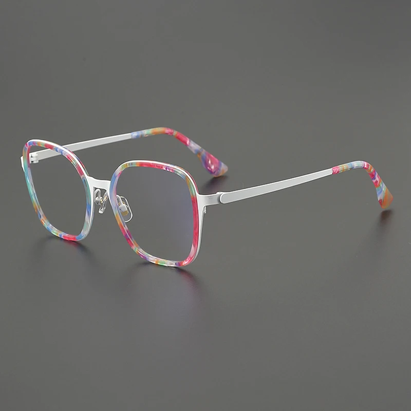 

Rare vintage square personalized stylish eyeglass frames with a touch of artistry and ultra-light titanium large frame optical g