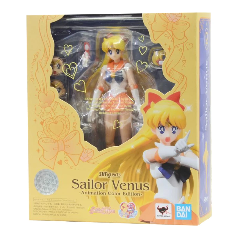 Bandai Sailor Moon Figure SHF Minako Aino Venus Genuine Anime Figure Collection Model Action Toy Figure Toys for Children