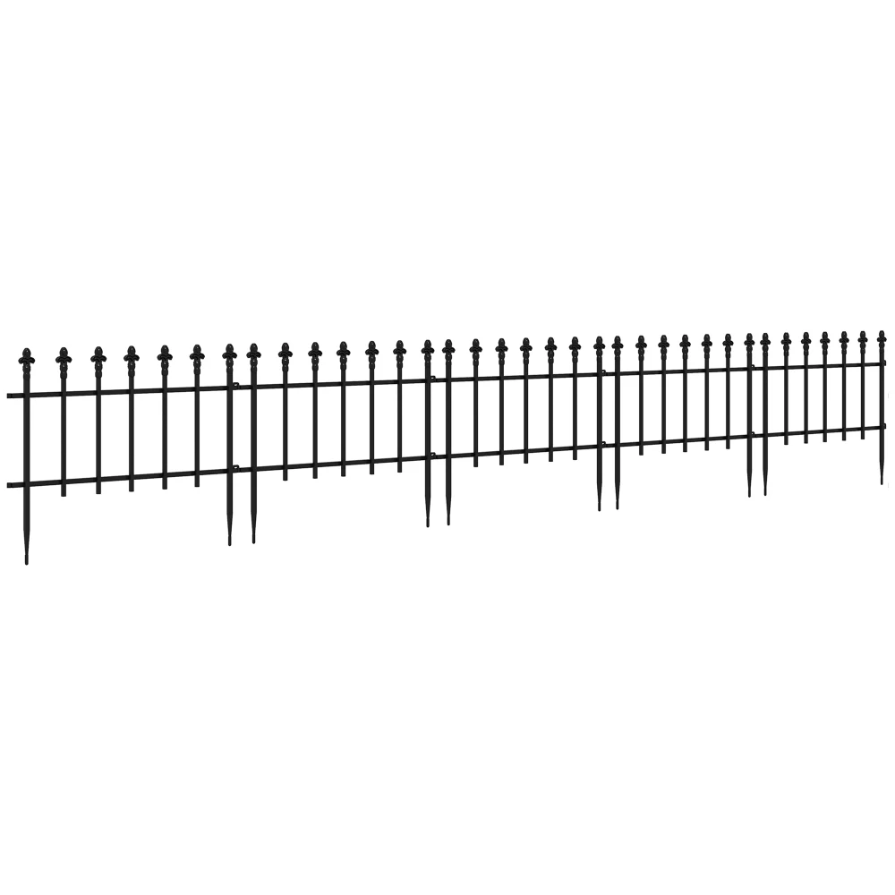 

Outsunny Metal Decorative Garden Fence 9.2' X 17.25" 5 Pack Steel Fence Panels Decorative Border Fence Landscape Flower Bed Yard