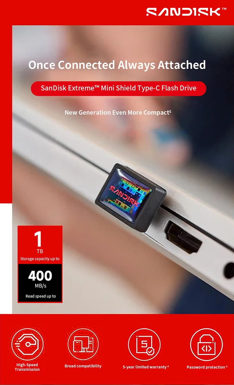 SanDisk Extreme Fit Pendrive Mini USB-Stick Typ-C CZ530 Flash-Laufwerk 64GB 128GB 256GB 512GB 1TB U-Disk für Computer Tablet PC – Detail 1