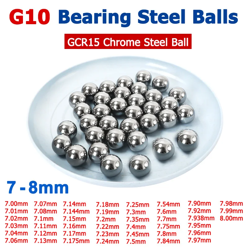 

100pcs 7~8mm G10 Grade Bearing Steel Balls 7.02/7.03/7.04/7.05/7.06/7.07/7.08/7.144/7.19/7.2/7.3~7.99mm GCR15 Chrome Steel Ball