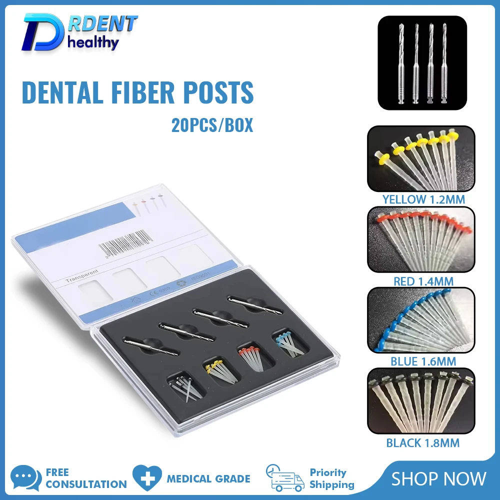 

Dental Fiber Post Quartz Glass Fiber Multi-sizes With Drill Kit Straight Screw Resin Post Root Canal Tooth Restorative Material