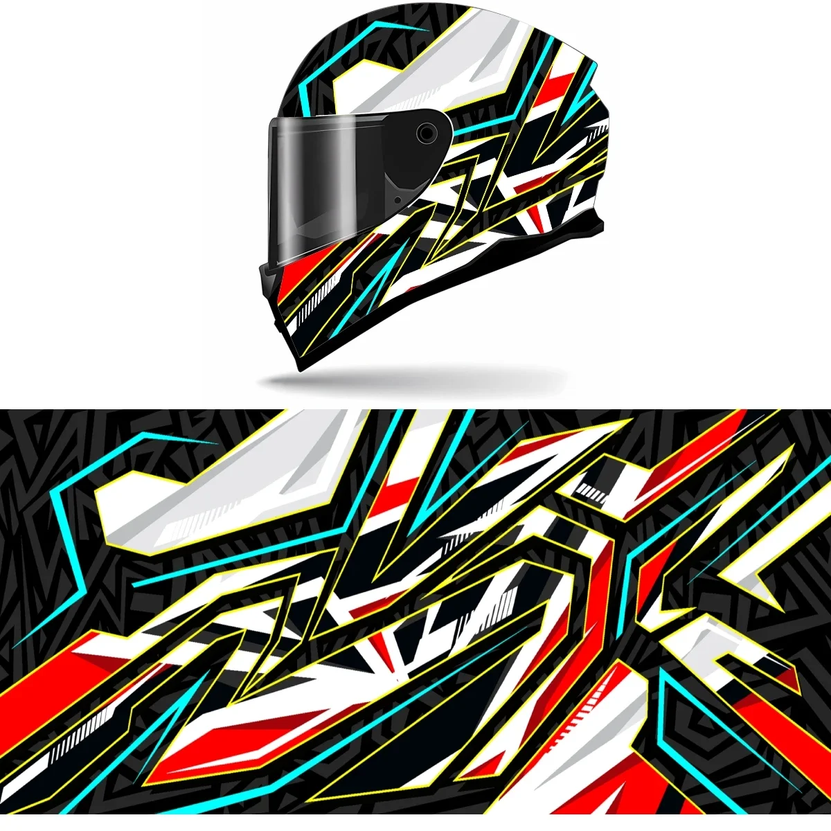 Abstract Colorful Lines Full Helmet Wrap Sticker Motorcycle Helmet Racing Graphic Decal Vinyl Wrap Helmet Decor Sticker