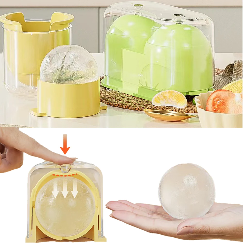 

Large Ice Ball Mold Ice Cube Tray Press Style 3D Spherical Ice Moulds Home Gadget Whisky Beers Drinks Drinking Tools Silicone