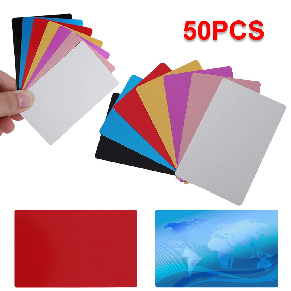 

50Pcs Metal Business Cards Aluminum Alloy Blanks Card for Customer Laser Engraving DIY Gift Cards 7 Colors Optional for Office