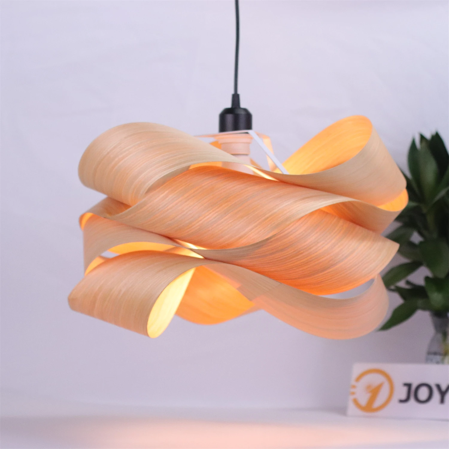 JOYINLED Wood Unique Shape Chandelier Modern Style Hanging Lights Fixture Rustic Weave Ceiling Pendant Lamp 45/60cm E27 Lighting