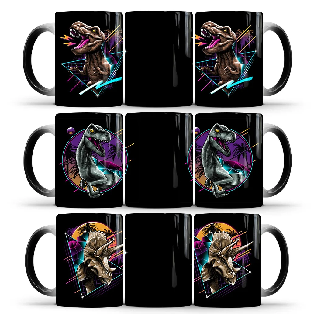 Dinosaurs Color Changing Mug Tyrannosaurus Rex Ceramic Magic Mug Raptor Heat Sensitive Coffee Cup Water Cups Kids Children Gift