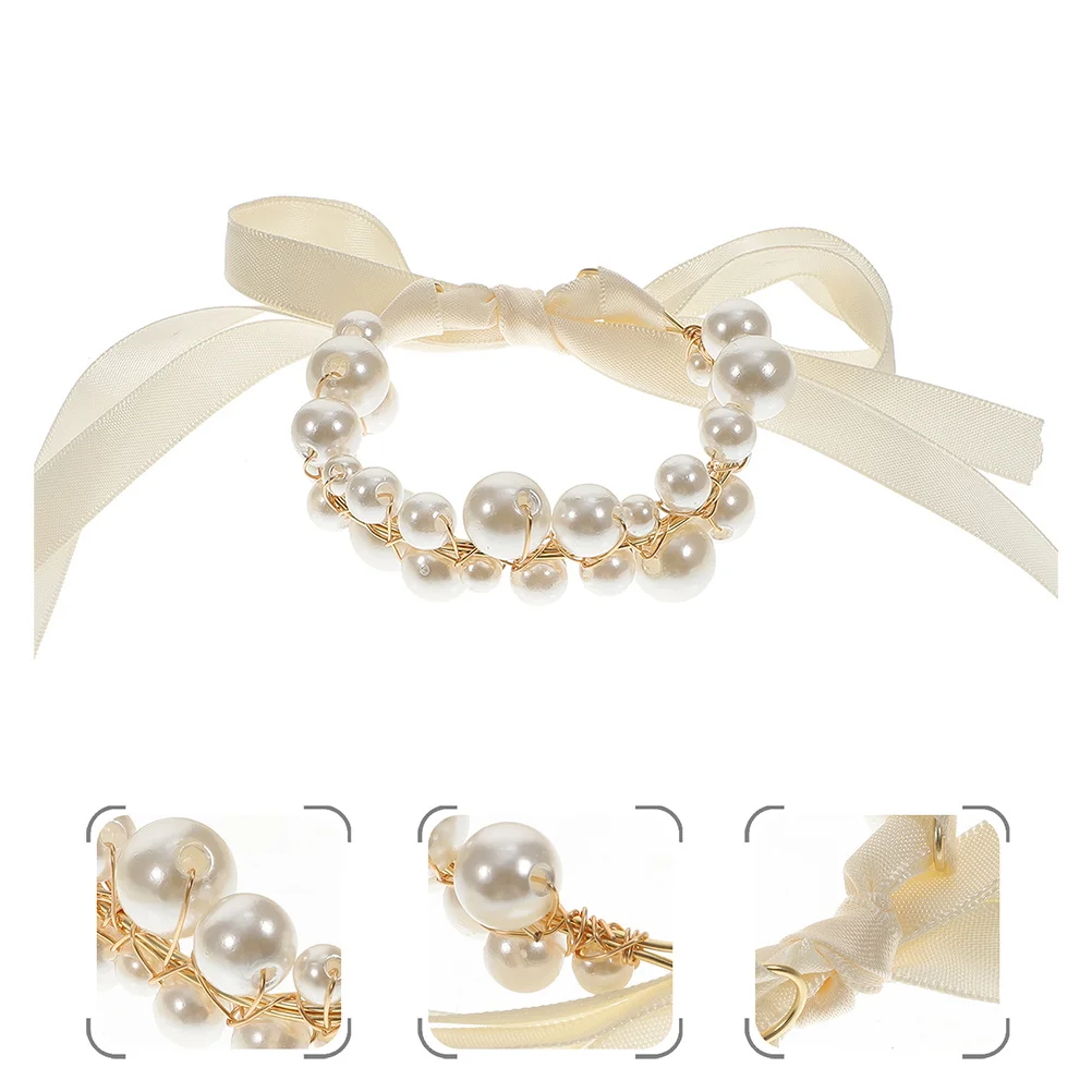 2pcs Pearl Bracelet Elegant Wedding Wrist Corsage For Bridesmaid Bride Bridal Party Decorations Nature Inspired Design