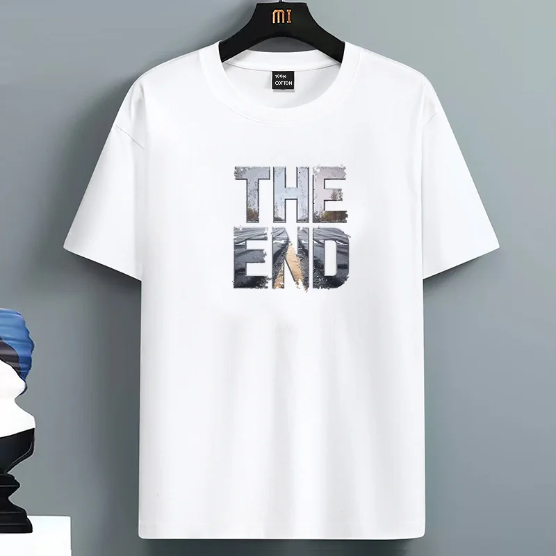 الصيف للرجال 100% القطن عادية فضفاض صالح كبير نهاية طباعة الجولة الرقبة قصيرة الأكمام تي شيرت علوي شارع العليا للجنسين نمط