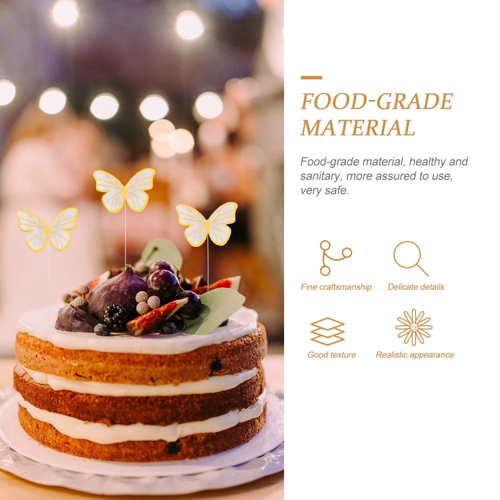 

10Sets Butterfly Cake Decors Delicate Decorative Paper Cake Toppers Party Supplies Cute Cupcake Accessory Decor