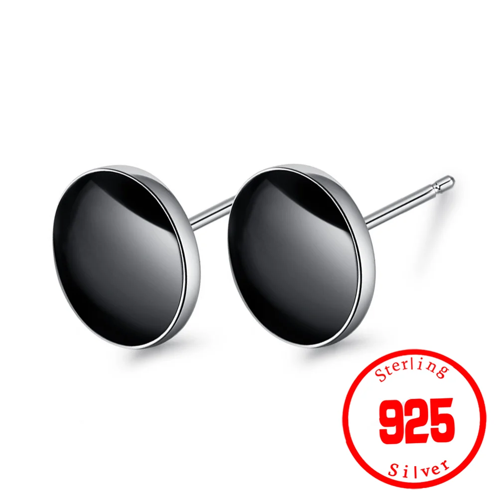 

Korean Exquisite Black Resin Stud Earrings For Women Silver Earring Men Earings Jewelry Earing Brincos Oorbellen Gift