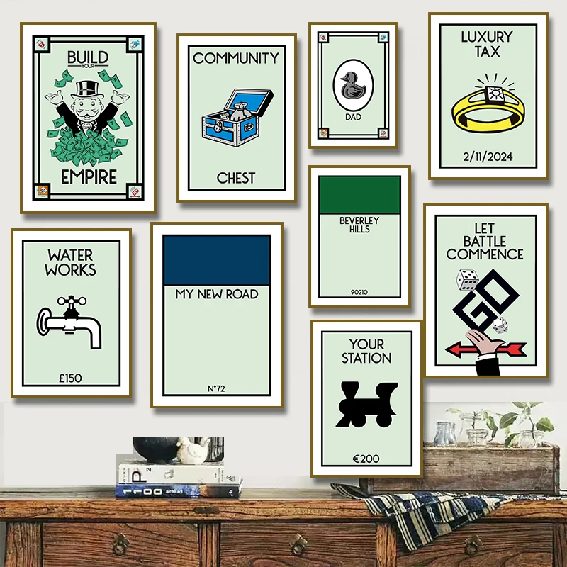 Classic Creativity Monopoly Millionaire Dollar Money Poster Cartoon Figure Motivational Canvas Painting Wall Pictures Home Decor