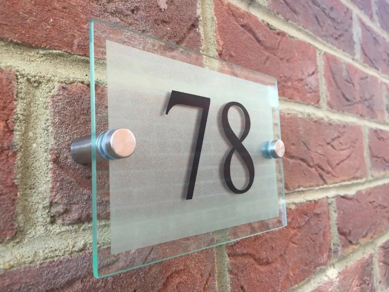 Customize MODERN HOUSE SIGN PLAQUE DOOR NUMBER STREET GLASS EFFECT ACRYLIC NAME