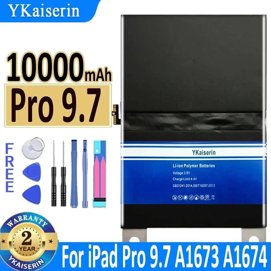 YKaiserin Battery For ipad Pro 9.7 10.5 11 2020 2021 2018 12.9 1st 2nd 3rd A2228 A1980 A1673 A1584 A1670 A1701 A1709 A1983 A1876