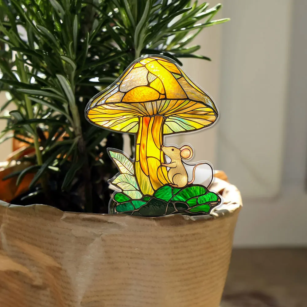 New Simulation Plant Acrylic Decorative Sign Sun Catcher Home Garden Yard Outdoor Indoor Table Desk Decoration Rainbow Maker