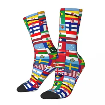 ตลกบ้าถุงเท้าผู้ชายธงชาติทั่วโลก Hip Hop Vintage Happy รูปแบบพิมพ์เด็กชายลูกเรือถุงเท้า Casual ของขวัญ