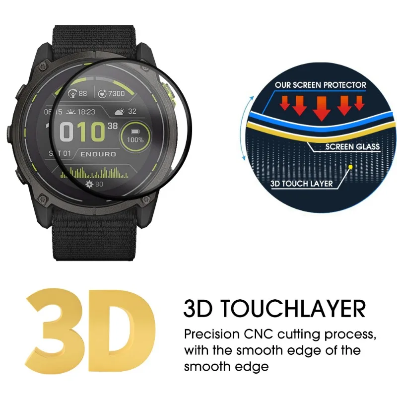 5/1Pcs Tempered Glass Smartwatch Screen Protectors for Garmin Enduro 3 51mm Full Coverage HD Clear Anti Scratch Protective Films