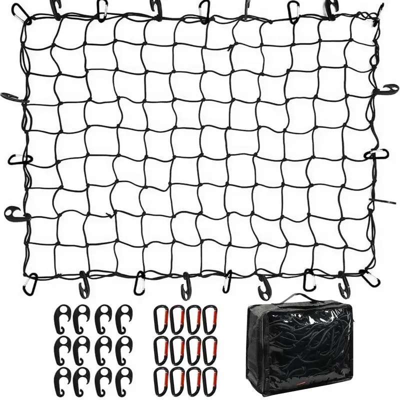 

Truck Bed Cargo Net Stretchable Luggage Net Roof Rack Net with 12 Metal Carabiners Mesh Cargo Net Rubber Net 5.9 x 3.9 ft Truck