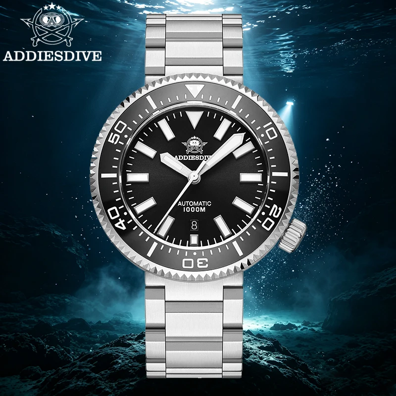 ADDIESDIVE Men's Dive Automatic Watch 1000m Waterproof Sapphire Glass Mechanical Watches AR Coated Ceramic Bezel Super Luminous