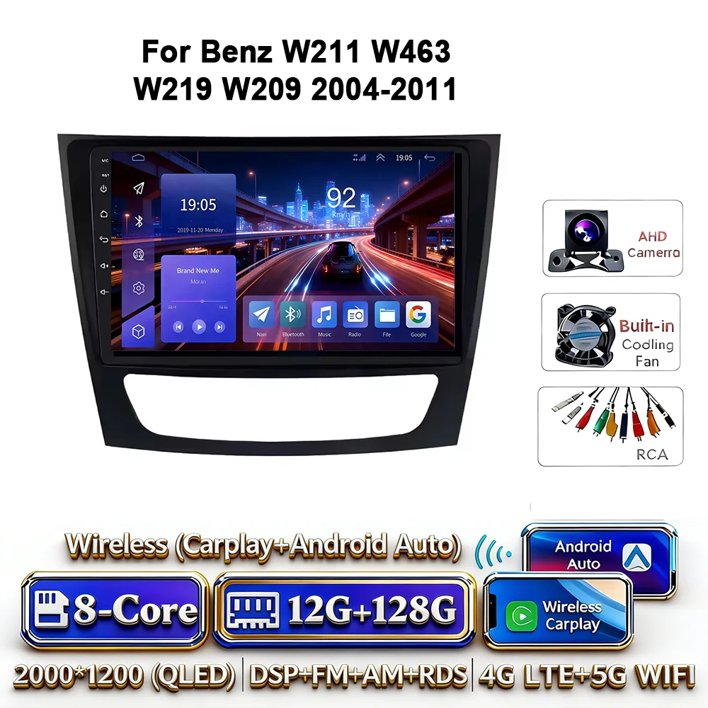 Android 17 autoradio 4G WIFI Carplay voor Mercedes Benz W211 E300 2002-2010 2din DVD GPS Multimedia Bluetooth touchscreen navigatie