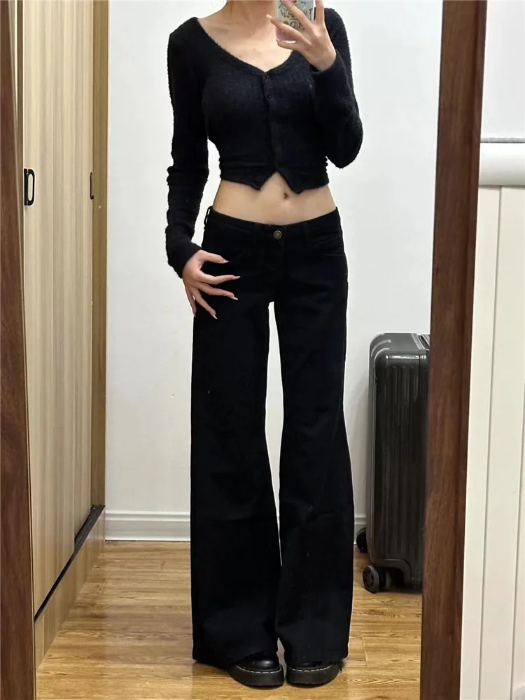 

Джинсы-клеш с высокой талией и удлиненной штаниной для женщин, весна-осень, американский винтаж, длина в пол