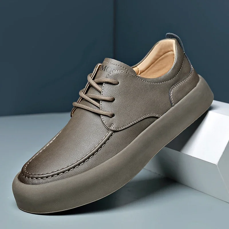 

Новые мужские повседневные туфли из натуральной кожи, простые дизайнерские туфли на плоской платформе, крутые женские