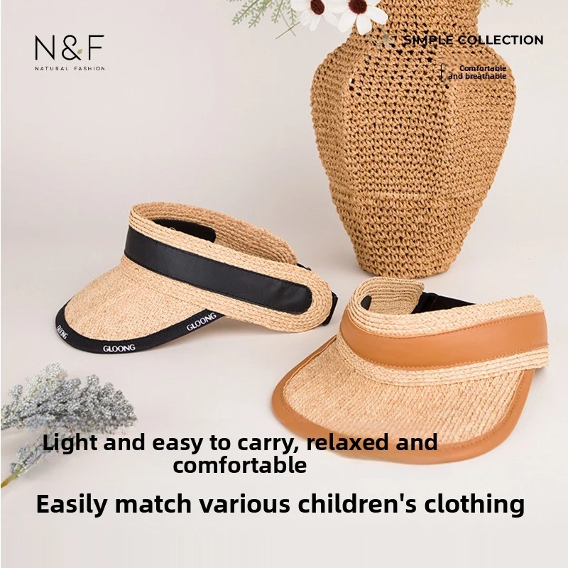 n-fnew-summer-children's-straw-hat-raffia-straw-visor-hat-sunshade-hat-breathable-sun-protection-hat-uv-protection-hat