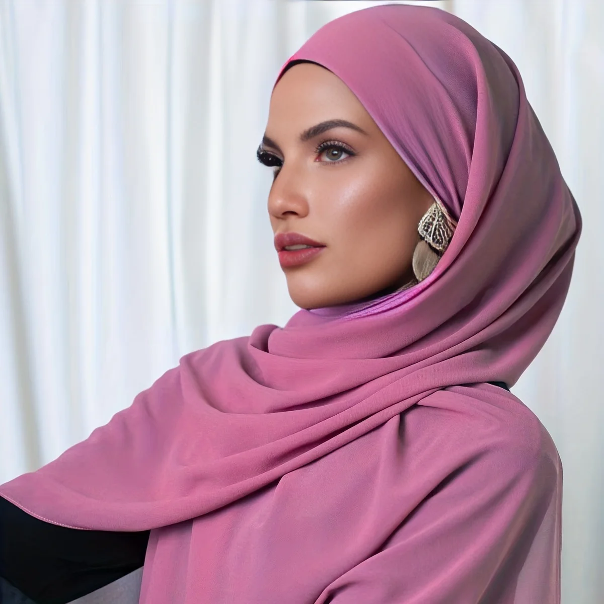 Muslim Plain Hijab Premium Heavy Chiffon Scarf Wrap Solid Shawls Headband Islamic Headscarf Foulard Femme